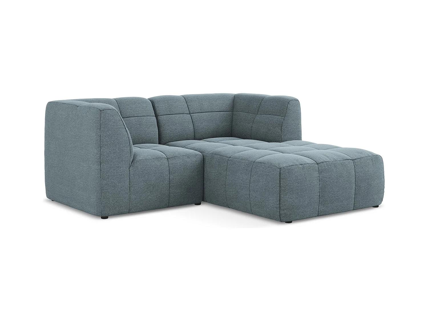 Narożnik prawostronny - z tkaniny bouclé - jeans - ALOHA