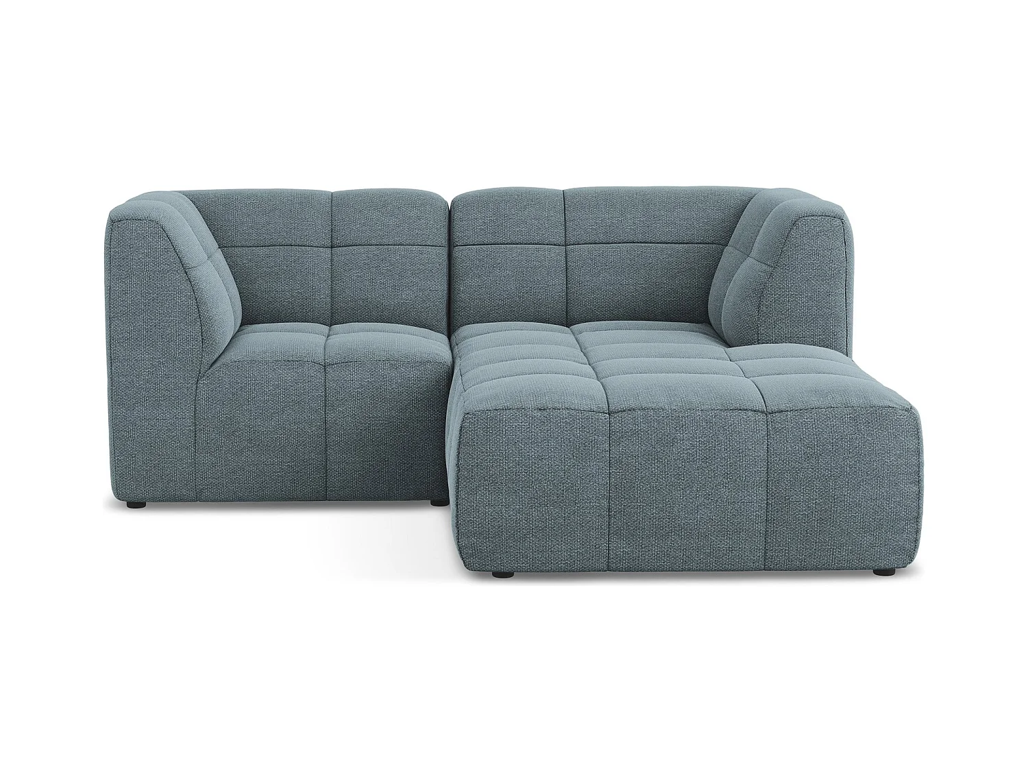 Narożnik prawostronny - z tkaniny bouclé - jeans - ALOHA