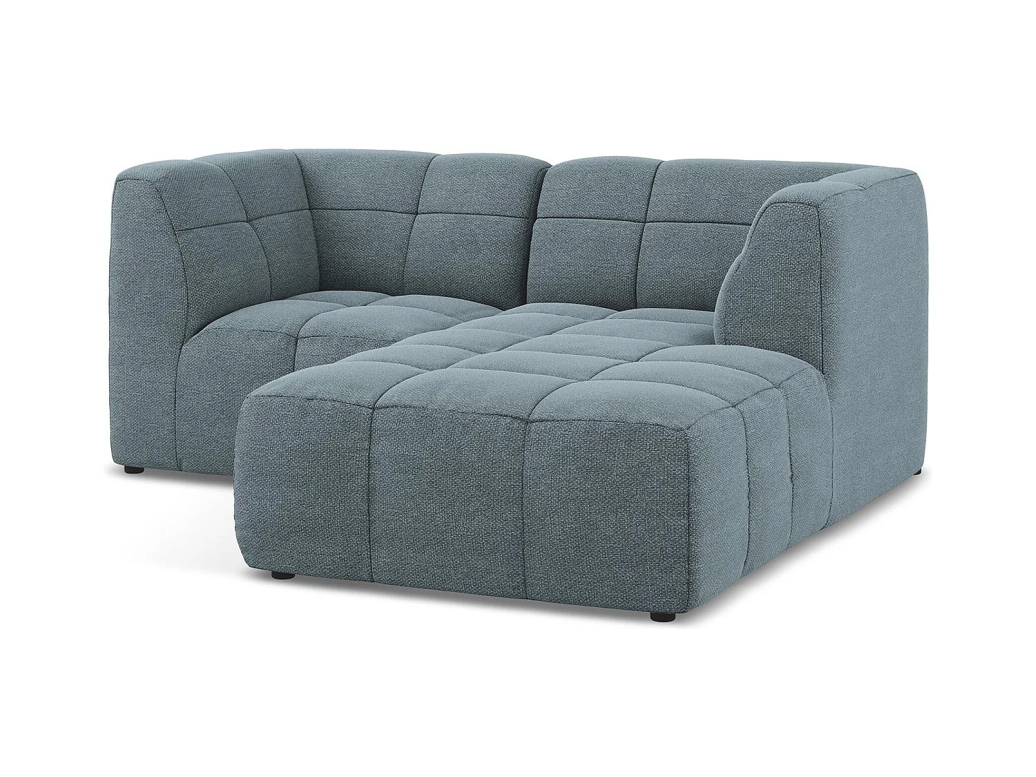 Narożnik prawostronny - z tkaniny bouclé - jeans - ALOHA