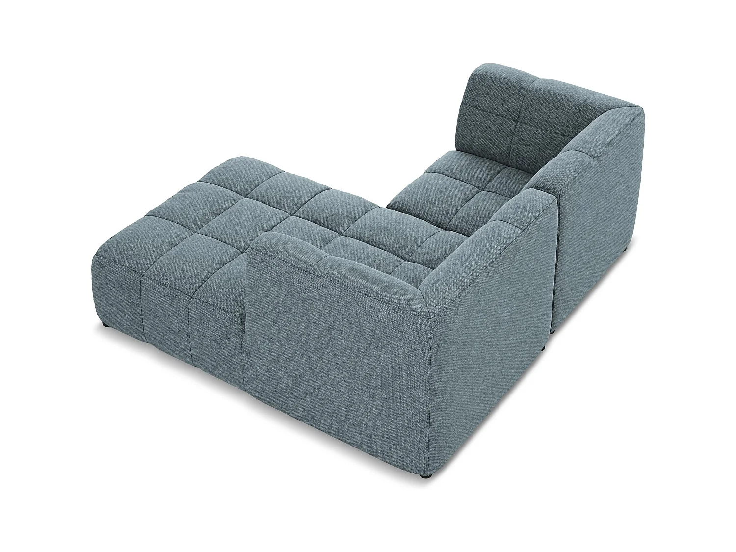 Narożnik prawostronny - z tkaniny bouclé - jeans - ALOHA