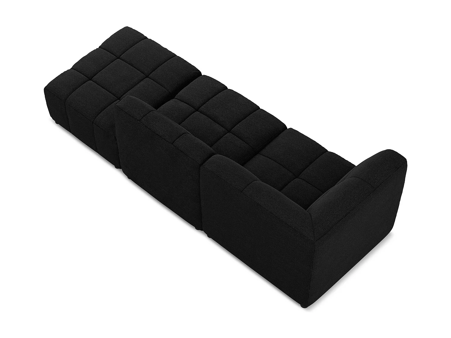 Canapé d'angle 3 places modulaire droit en tissu bouclette - noir - ALOHA