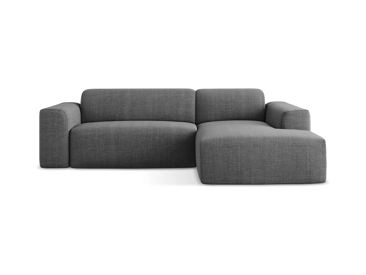 Modulaire hoekbank rechts van donkergrijs textuurstof - KELI