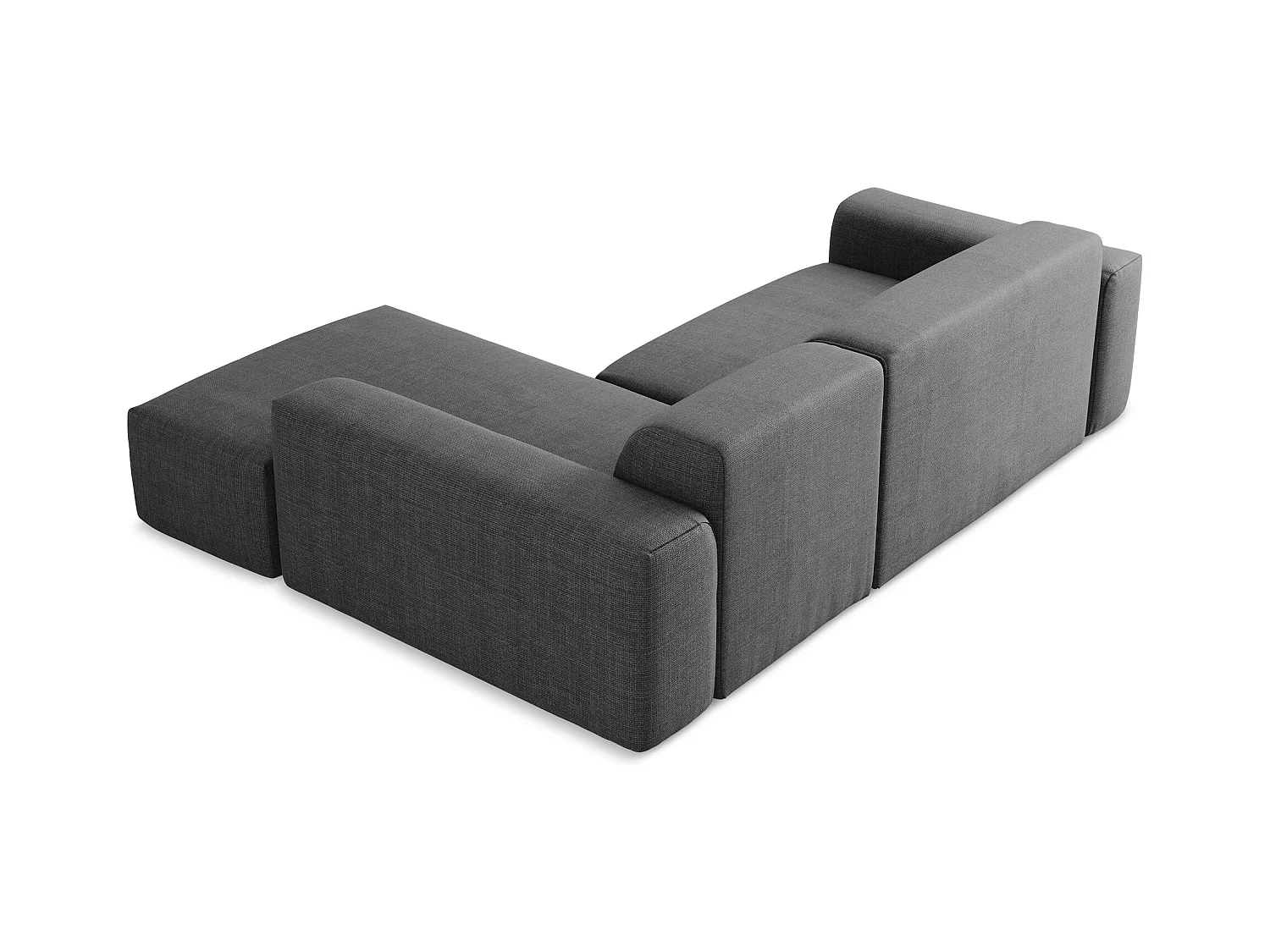 Modulaire hoekbank rechts van donkergrijs textuurstof - KELI