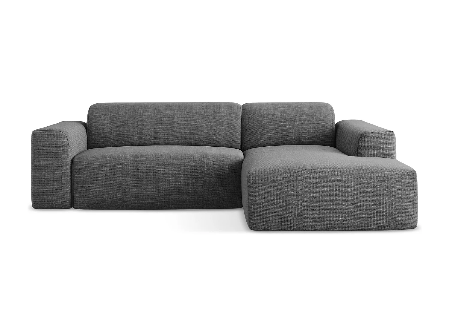 Modulaire hoekbank rechts van donkergrijs textuurstof - KELI