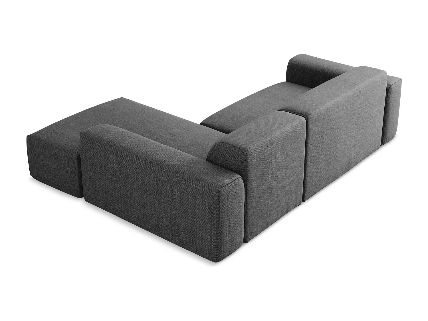 Modulaire hoekbank rechts van donkergrijs textuurstof - KELI