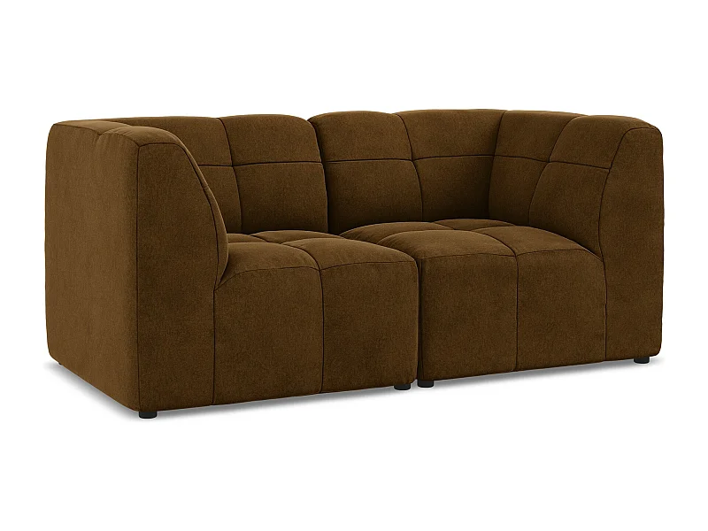 Tweezits modulaire bank van mosterdgeel velours - ALOHA