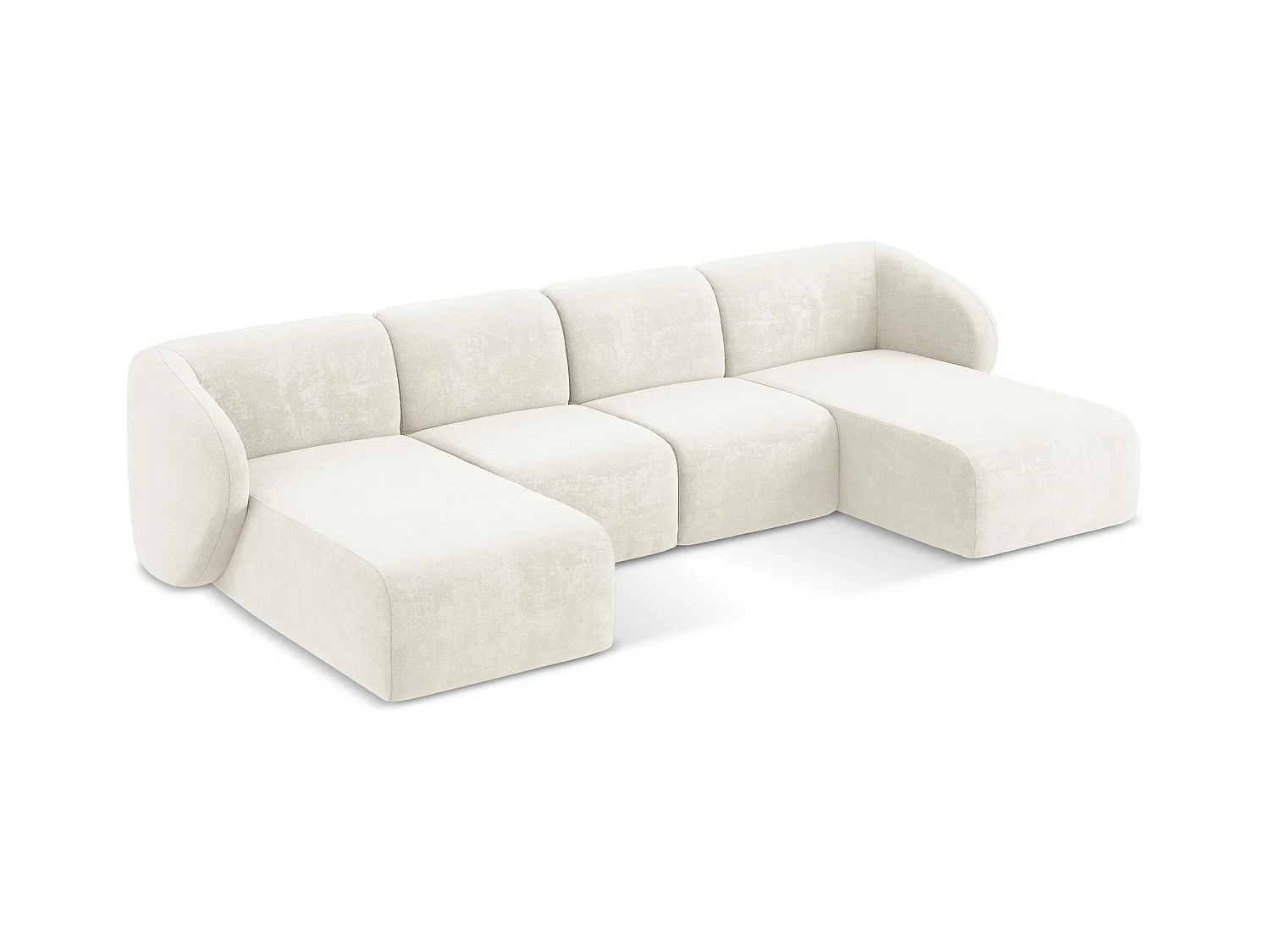 Große Wohnlandschaft - - Chenille - Weiß - LANI