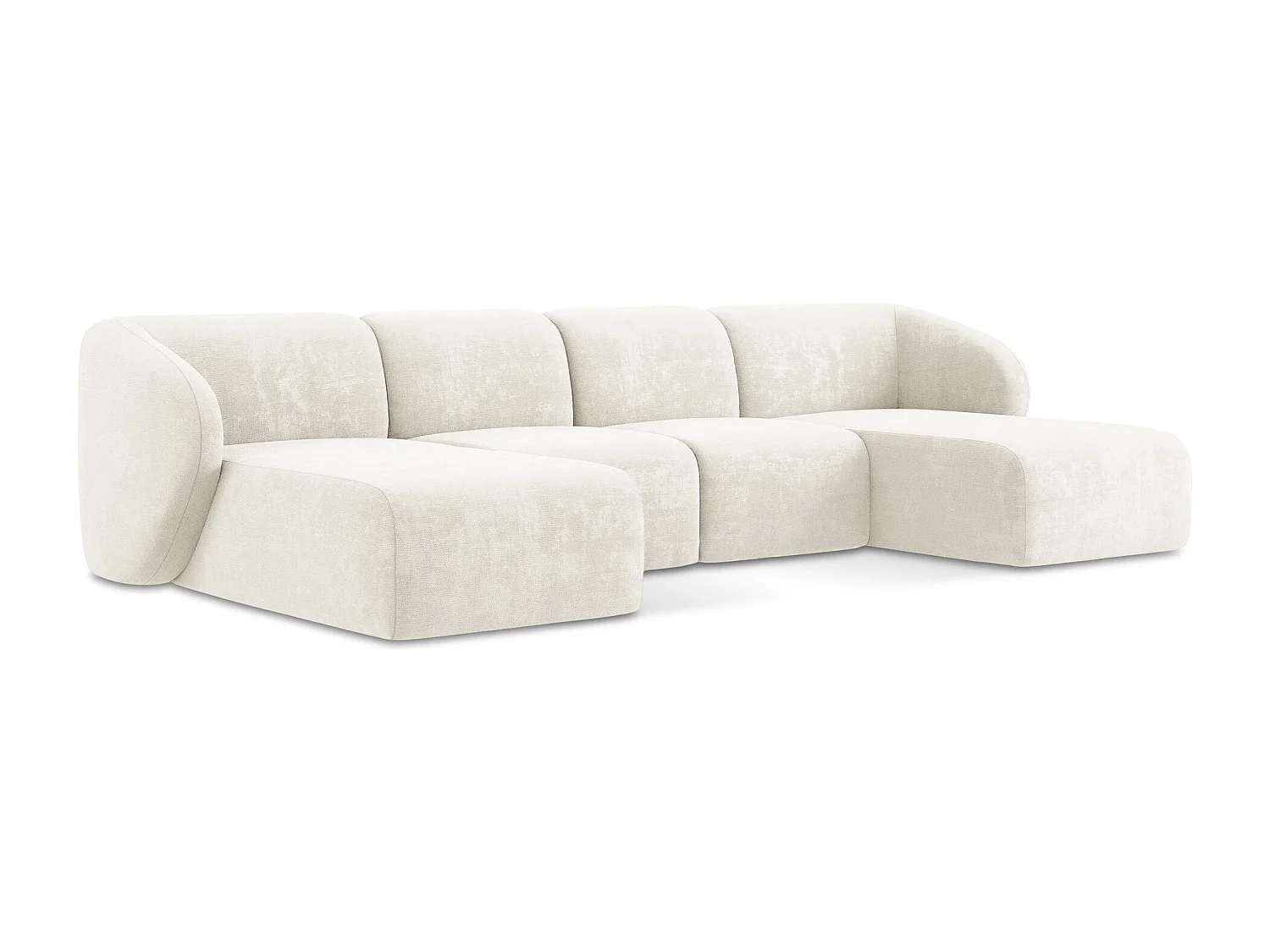 Sofa panoramiczna - z tkaniny szenilowej - biały - LANI
