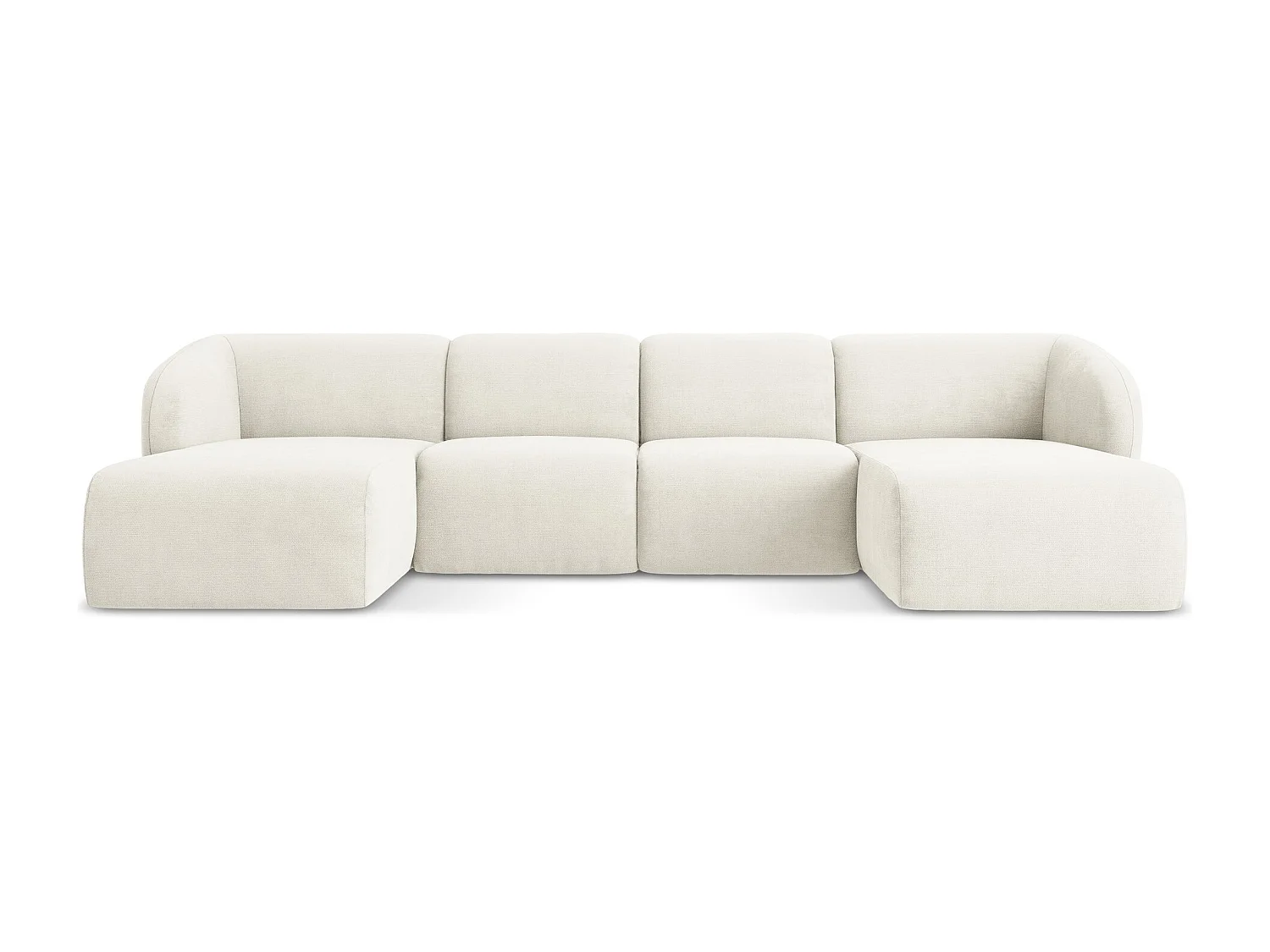 Sofa panoramiczna - z tkaniny szenilowej - biały - LANI