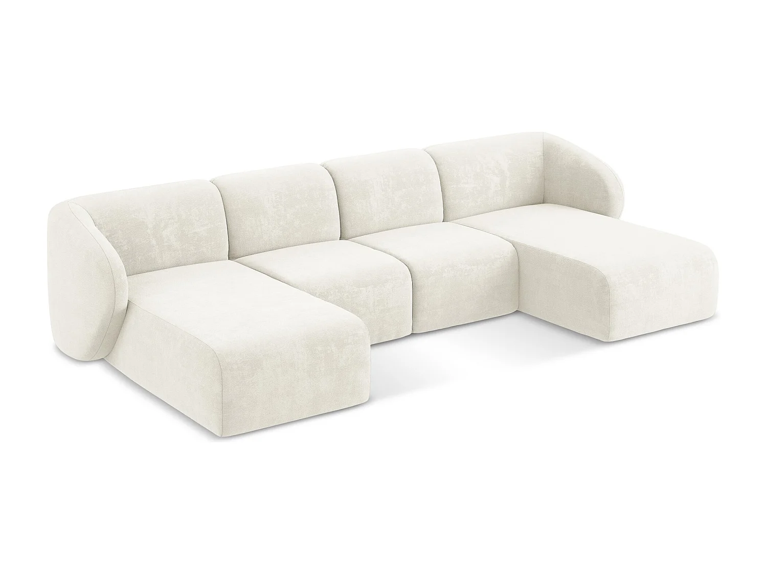 Sofa panoramiczna - z tkaniny szenilowej - biały - LANI