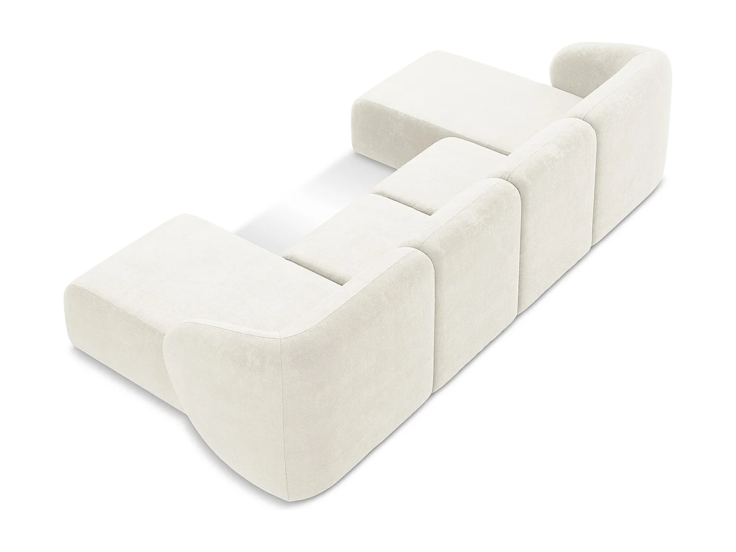 Sofa panoramiczna - z tkaniny szenilowej - biały - LANI