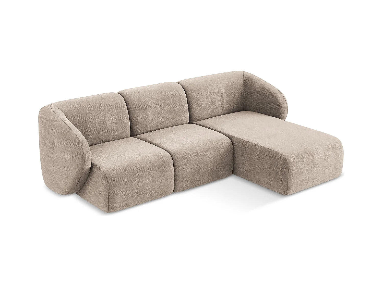 Modulaire hoekbank rechts van donkerbeige chenille stof - LANI