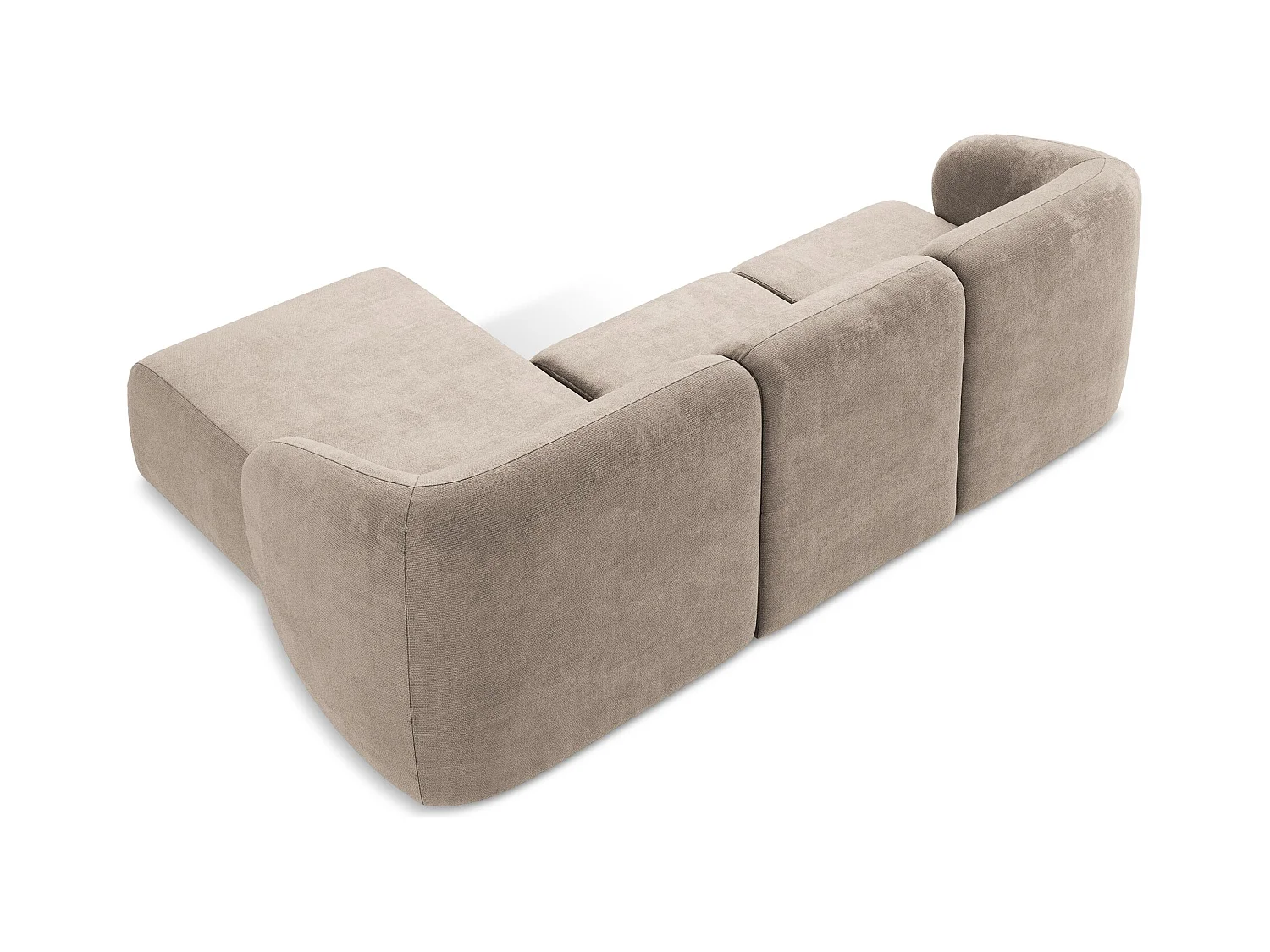 Modulaire hoekbank rechts van donkerbeige chenille stof - LANI