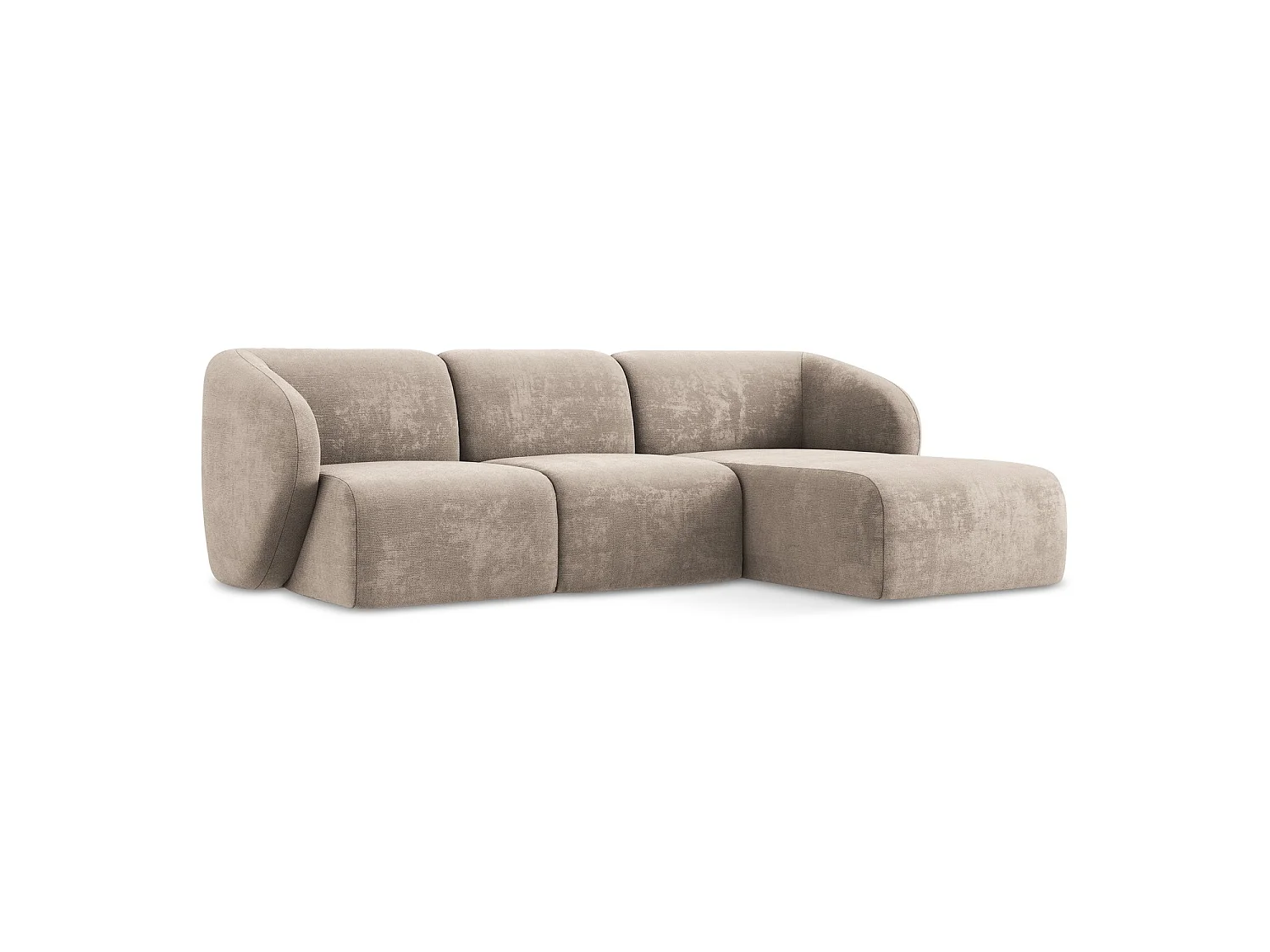 Modulaire hoekbank rechts van donkerbeige chenille stof - CERVO