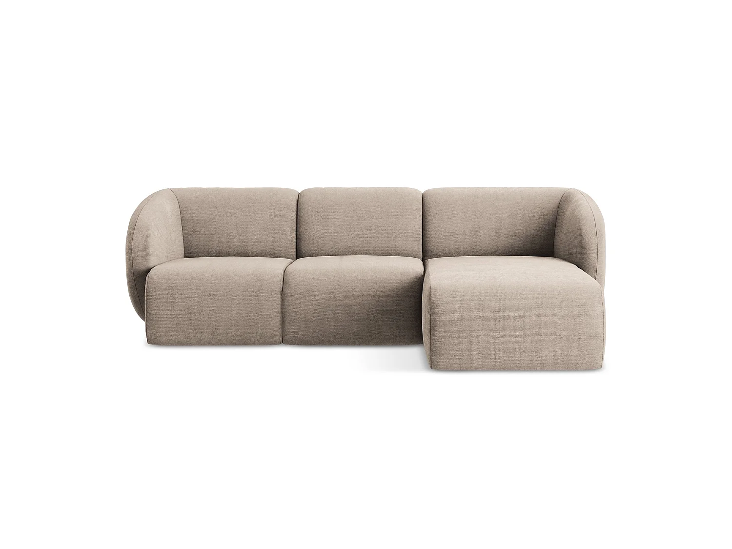 Modulaire hoekbank rechts van donkerbeige chenille stof - CERVO