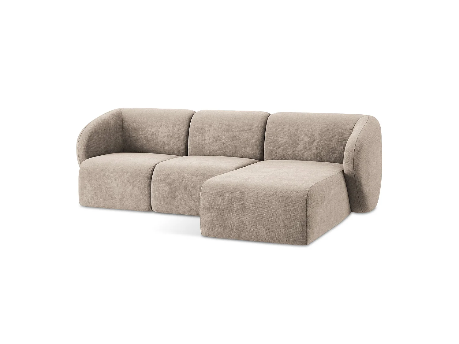 Modulaire hoekbank rechts van donkerbeige chenille stof - CERVO