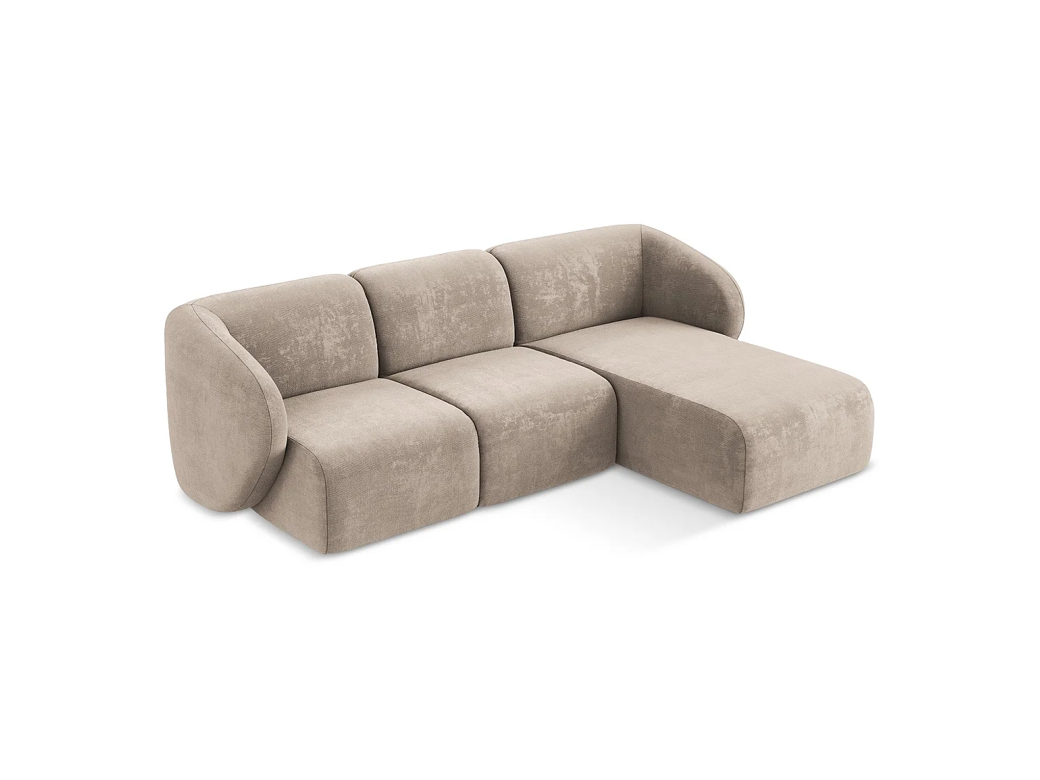 Modulaire hoekbank rechts van donkerbeige chenille stof - CERVO