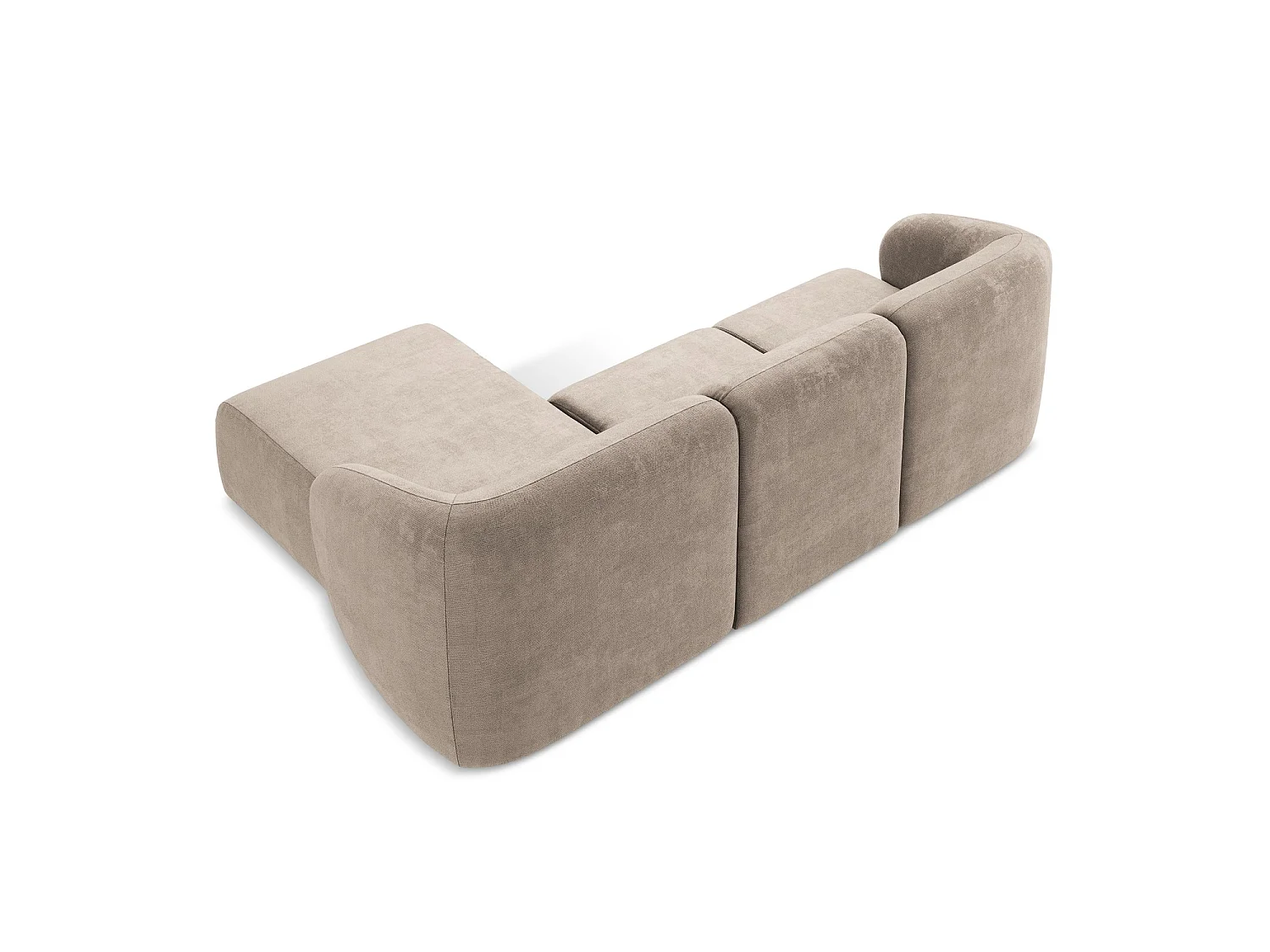 Modulaire hoekbank rechts van donkerbeige chenille stof - CERVO
