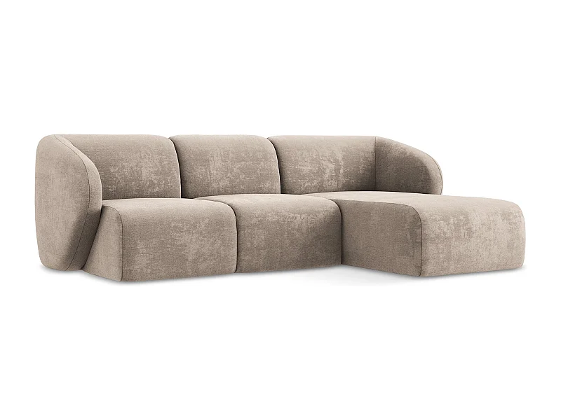 Canapé d'angle 3 places modulaire droit en tissu chenille - beige foncé - LANI