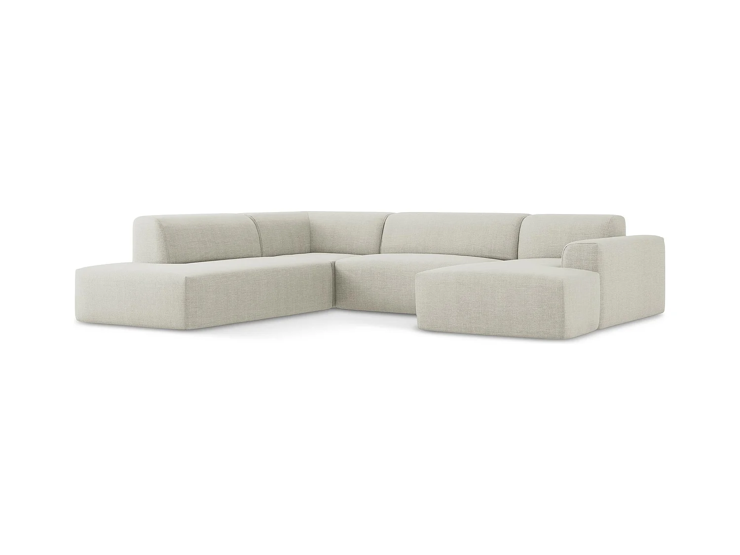 Große Wohnlandschaft Links - - Strukturstoff - Hell beige - KELI