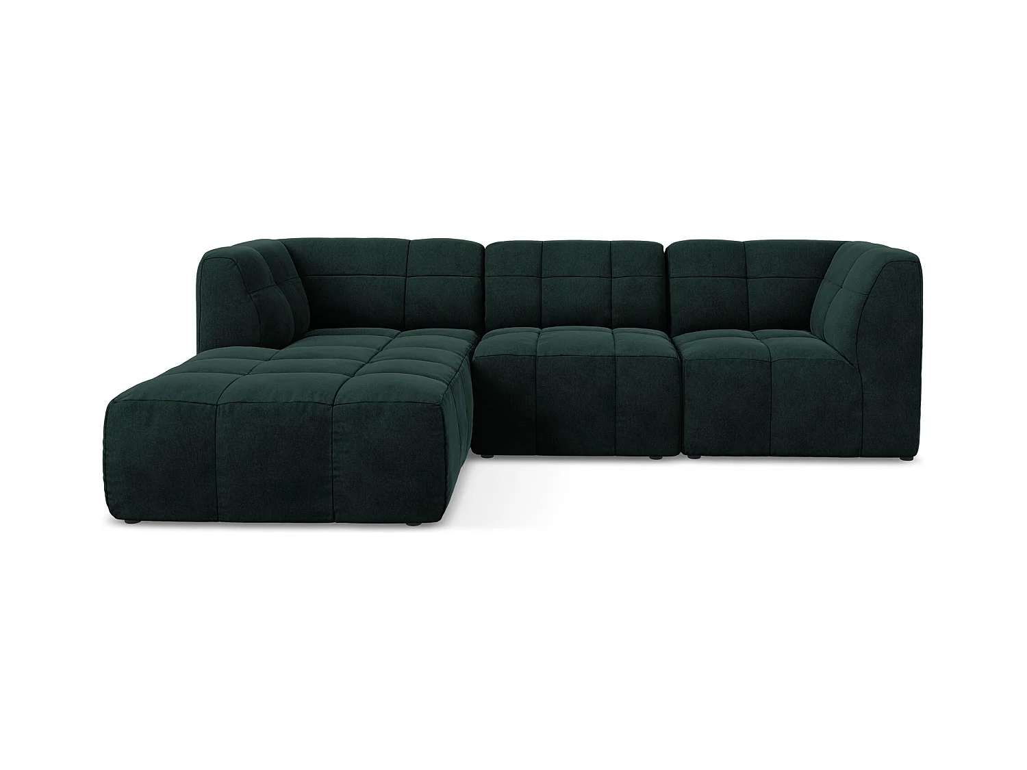 3-Sitzer Modulares Ecksofa - Ecke Links - Samt - Grau Grün - ALOHA