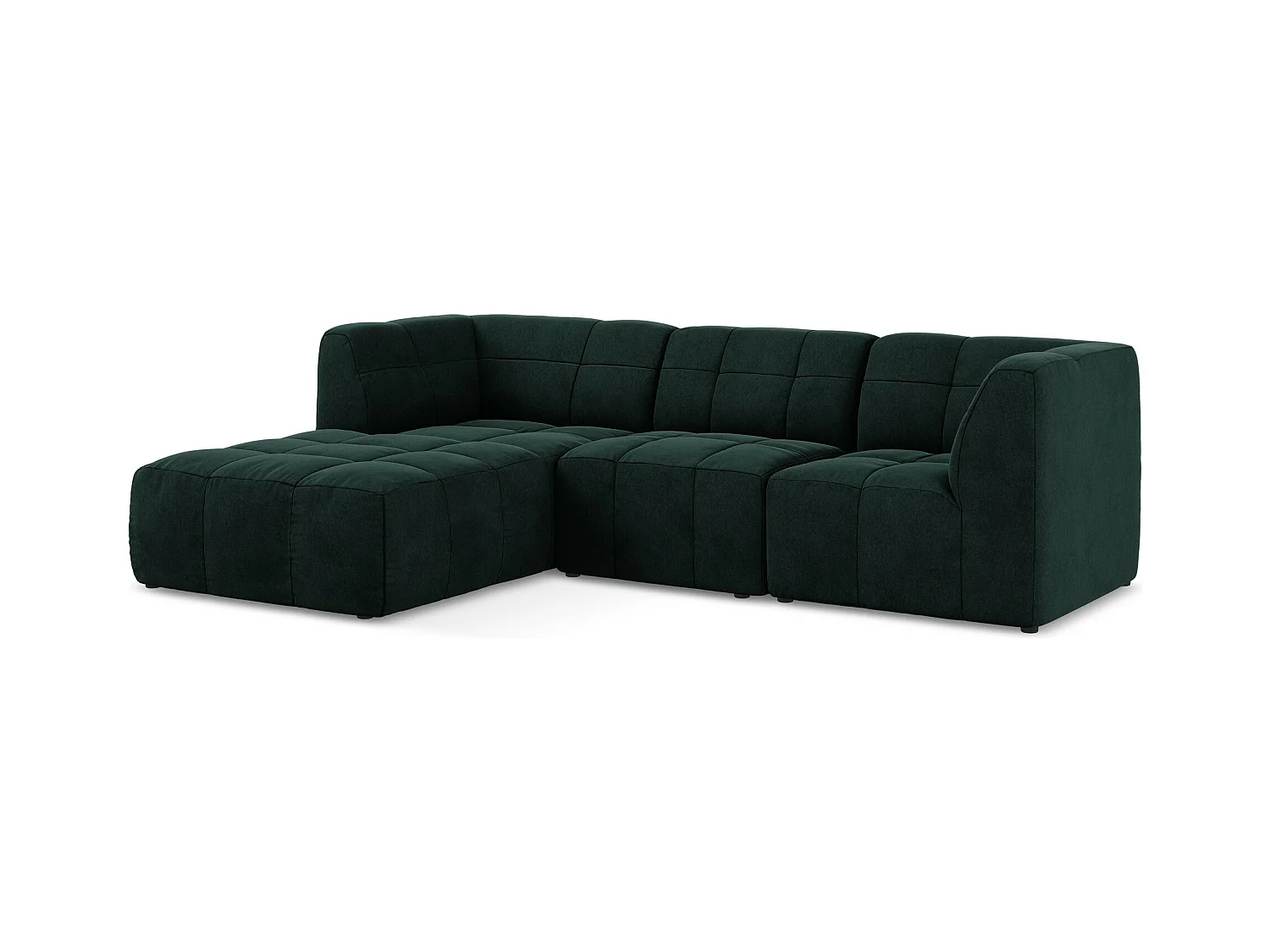 3-Sitzer Modulares Ecksofa - Ecke Links - Samt - Grau Grün - ALOHA