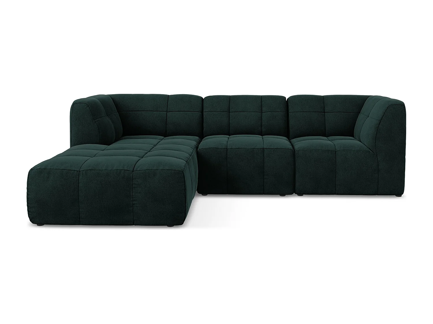 Canapé d'angle 3 places modulaire gauche en velours - gris vert - ALOHA