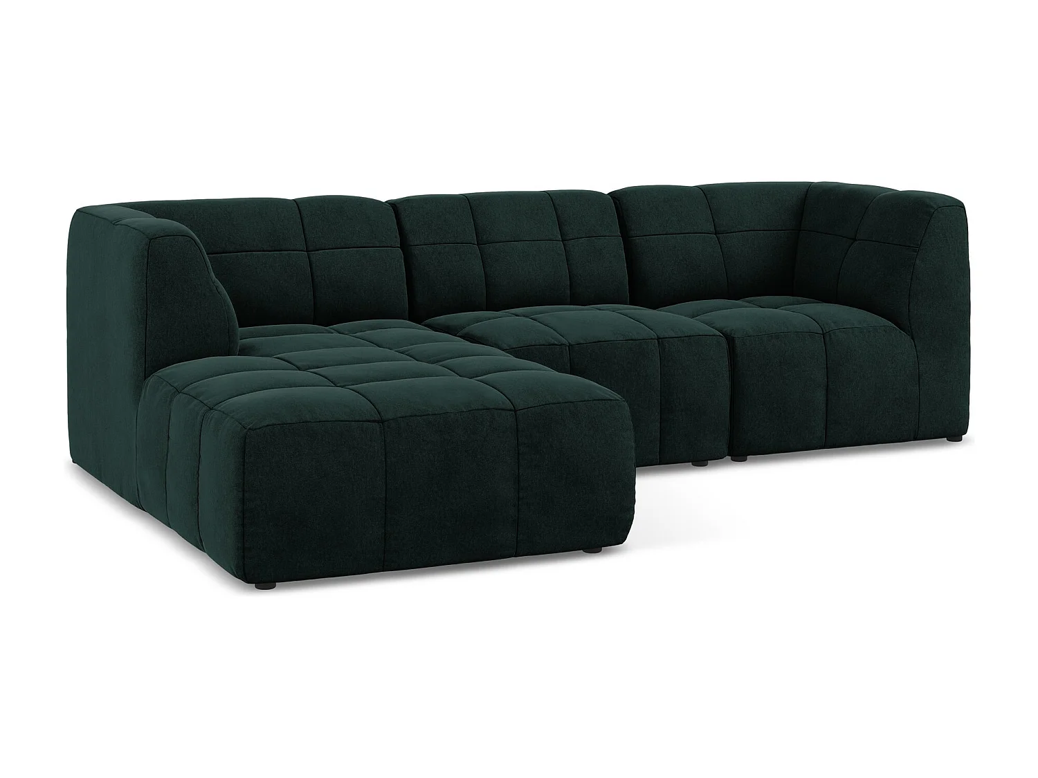 Canapé d'angle 3 places modulaire gauche en velours - gris vert - ALOHA