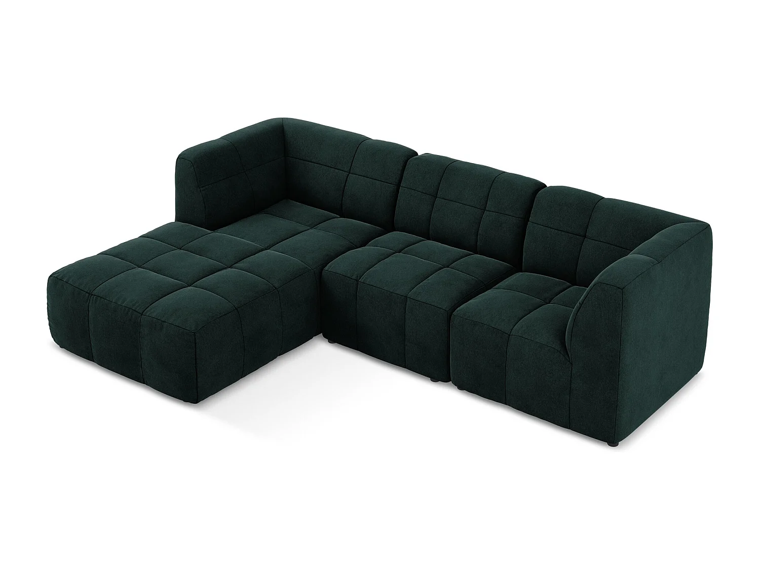 Canapé d'angle 3 places modulaire gauche en velours - gris vert - ALOHA