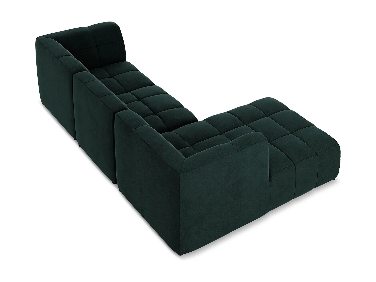 Canapé d'angle 3 places modulaire gauche en velours - gris vert - ALOHA