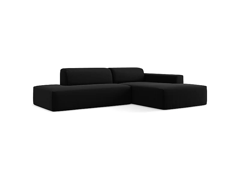 3-Sitzer Modulares Ecksofa - Ecke Links - Samt - Schwarz - KELI