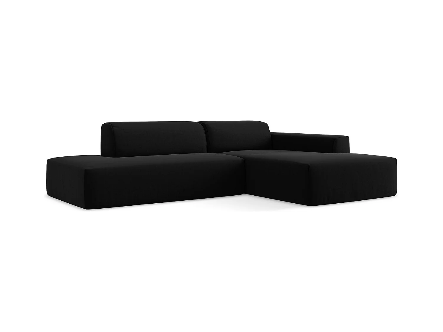 3-Sitzer Modulares Ecksofa - Ecke Links - Samt - Schwarz - KELI