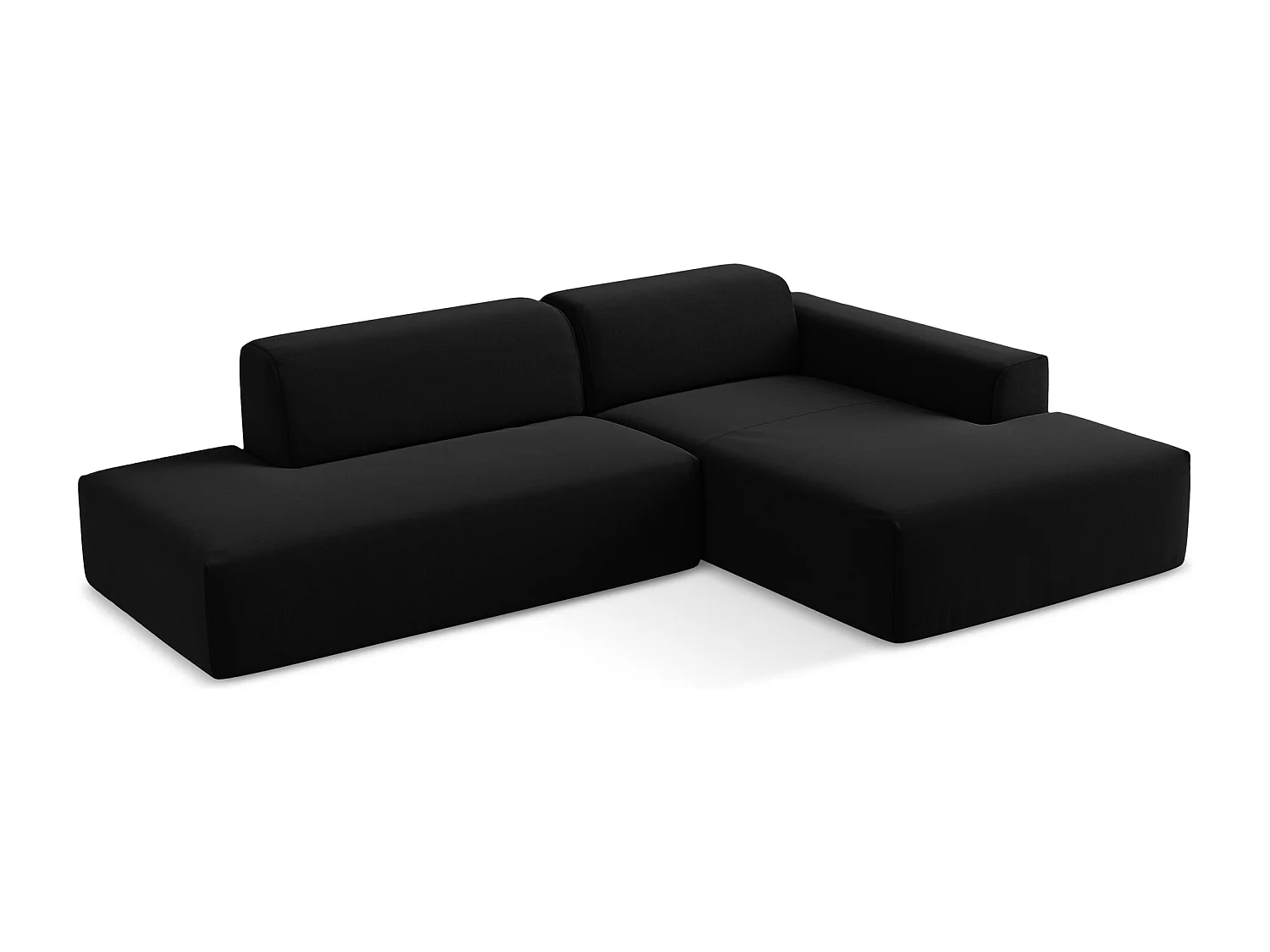 Canapé d'angle 3 places modulaire gauche en velours - noir - KELI