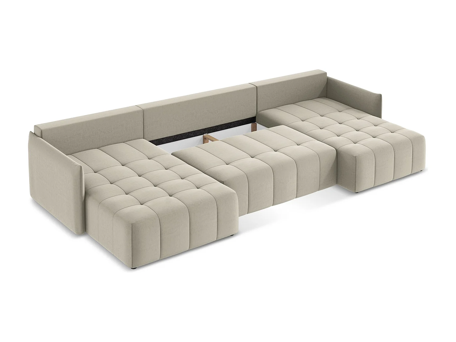 Canapé panoramique 5 places en velours - perle - MOKU