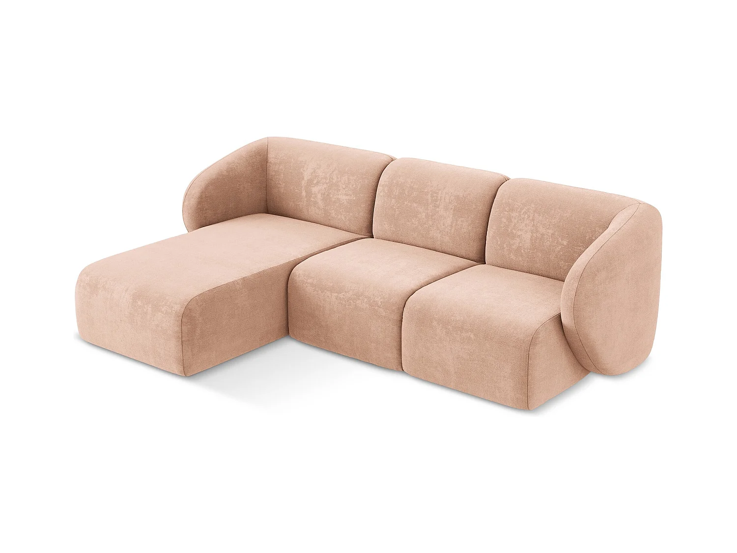 3-Sitzer Modulares Ecksofa - Ecke Links - Chenille - Pfirsich - LANI