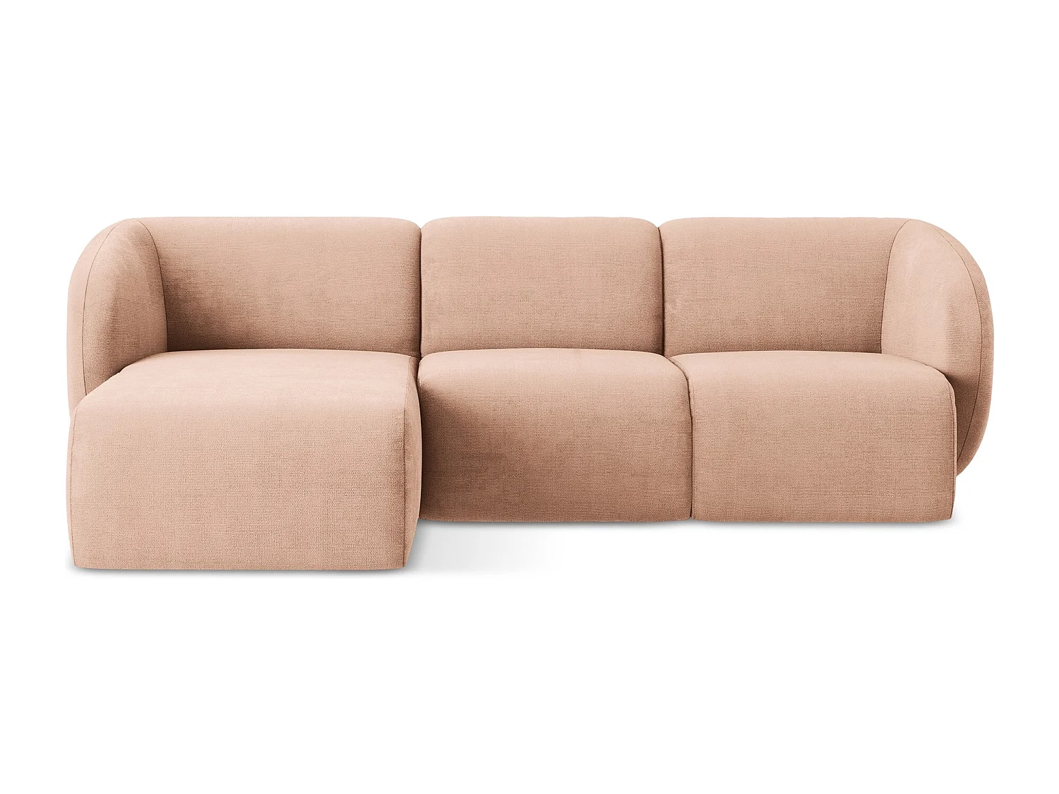 Modulaire hoekbank links van perzik chenille stof - LANI