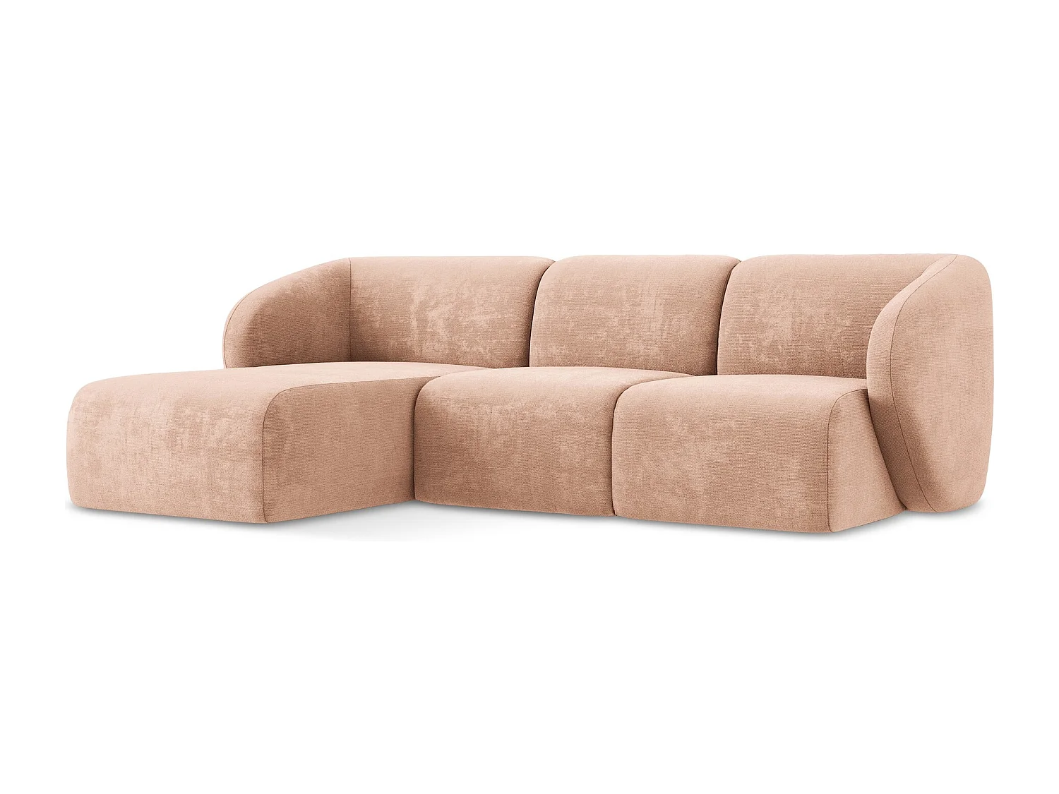 Canapé d'angle 3 places modulaire gauche en tissu chenille - pêche - LANI