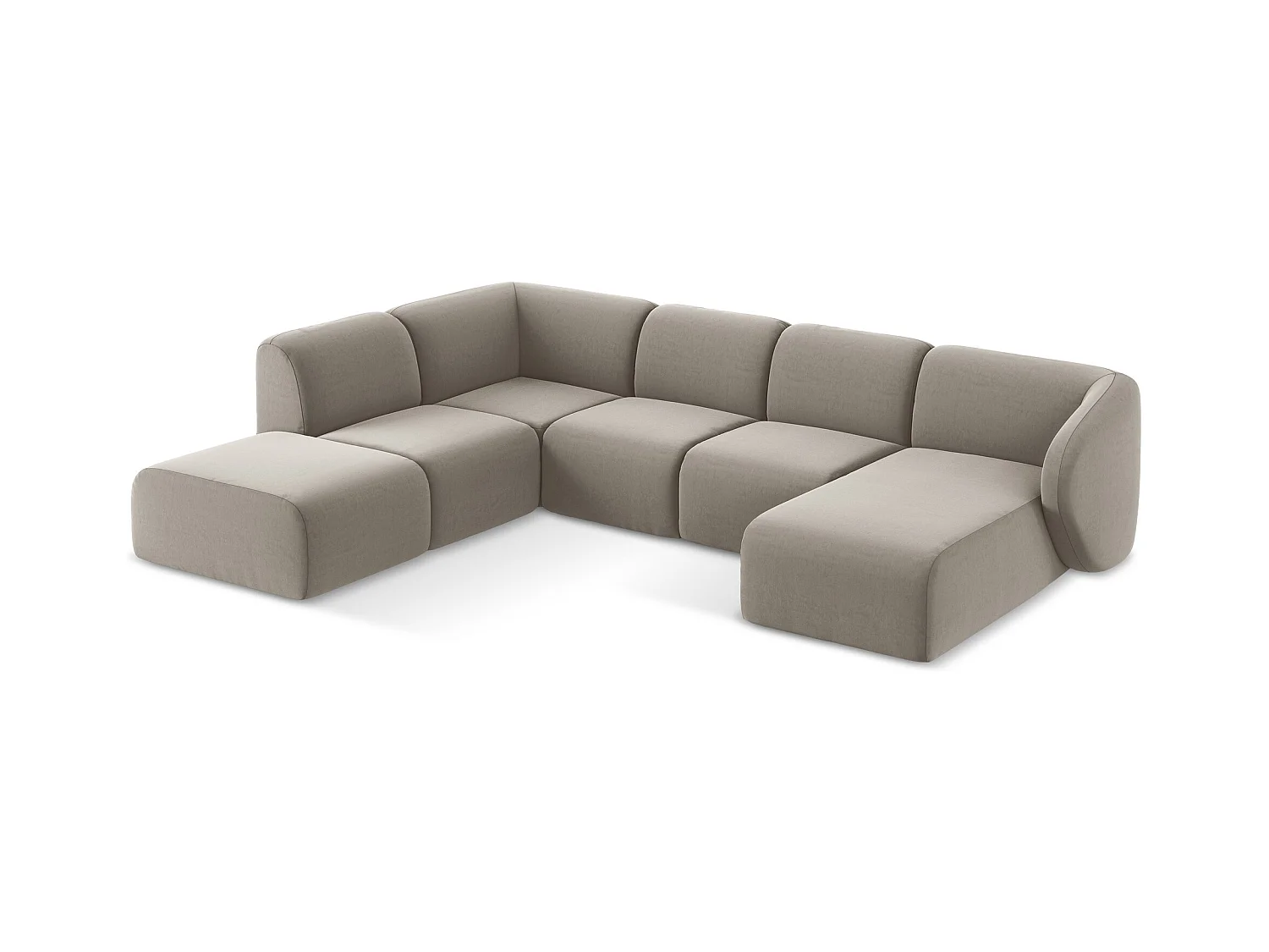 Große Wohnlandschaft Links - - Samt - Taupe - LANI