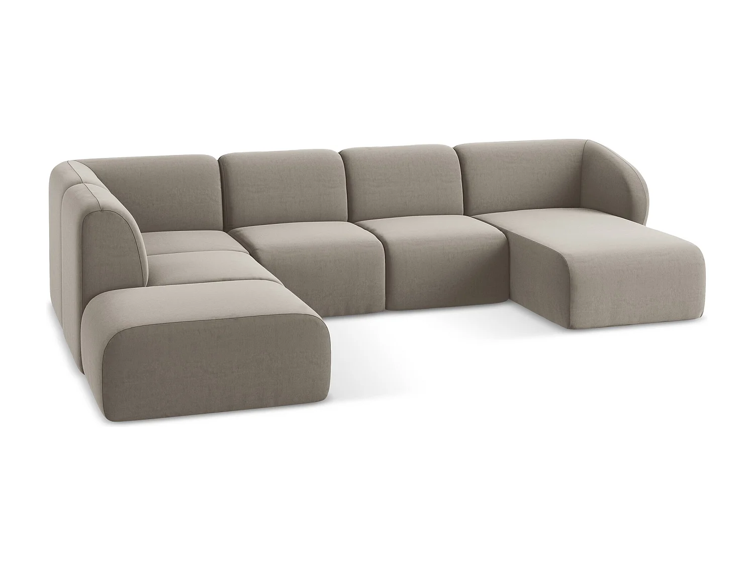 Sofa panoramiczna lewa - z tkaniny welwetowej - kreci - LANI