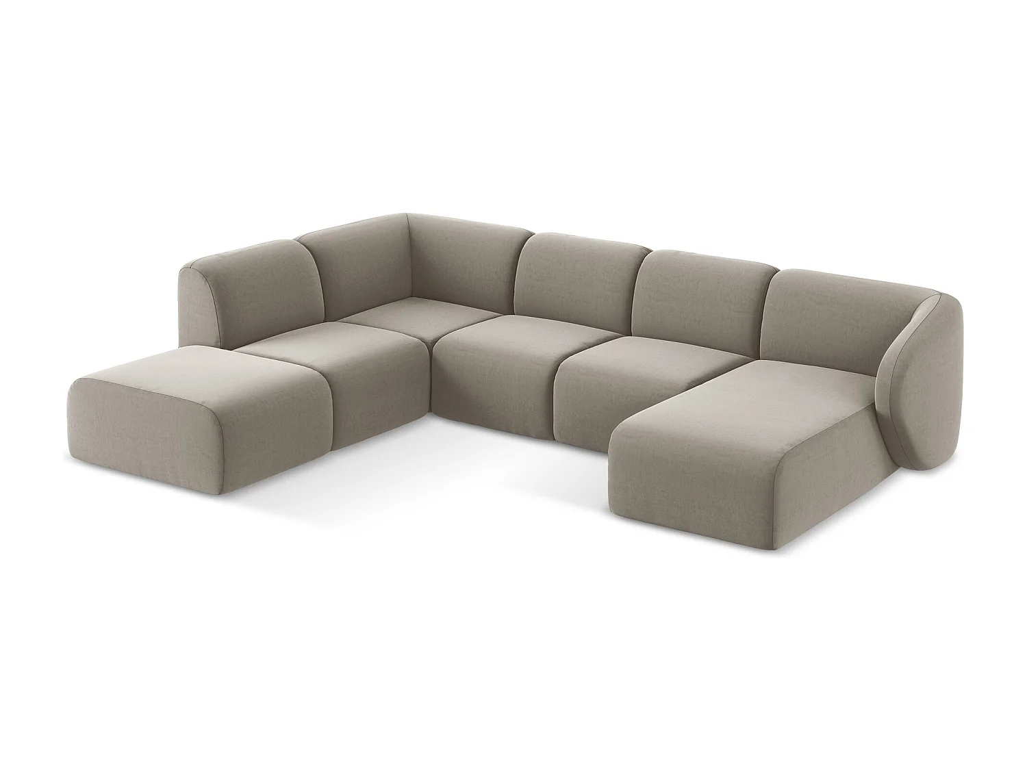 Sofa panoramiczna lewa - z tkaniny welwetowej - kreci - LANI