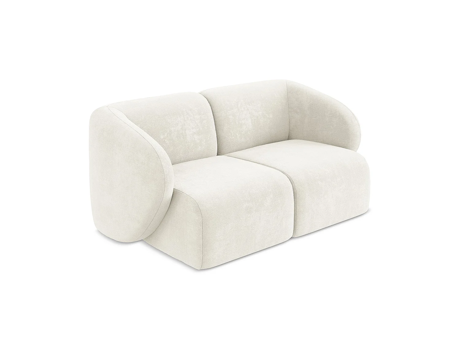 Tweezits modulaire bank van wit chenille stof - CERVO