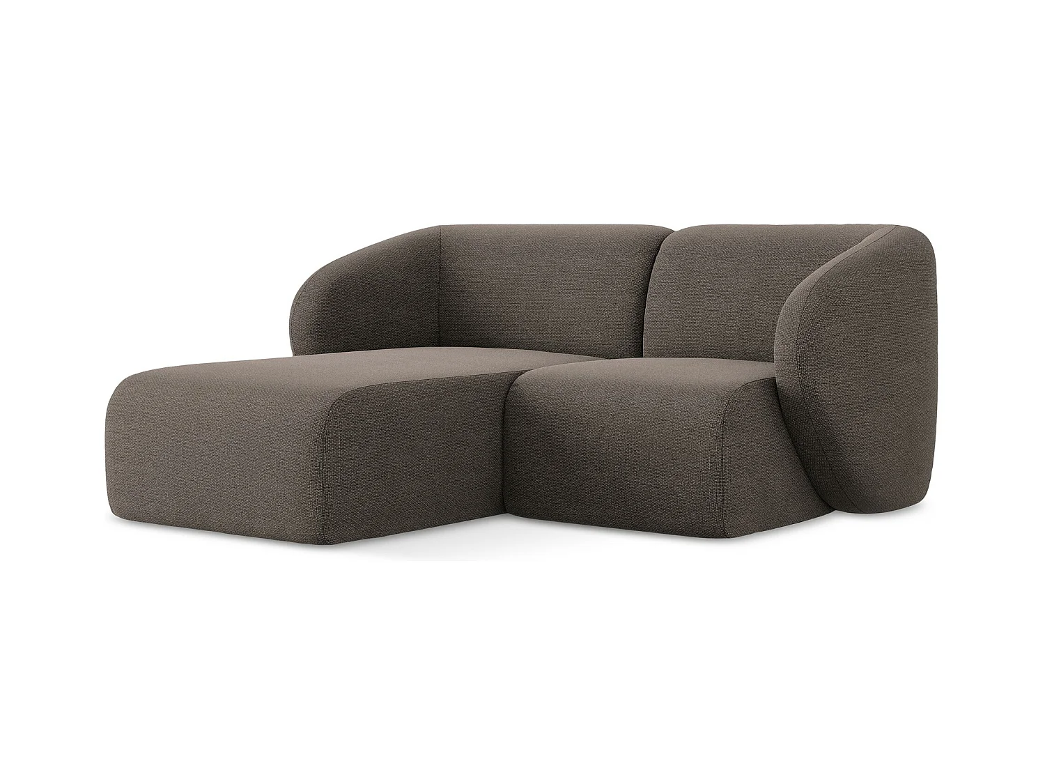 Canapé d'angle 2,5 places modulaire gauche en tissu bouclette - choolat - LANI
