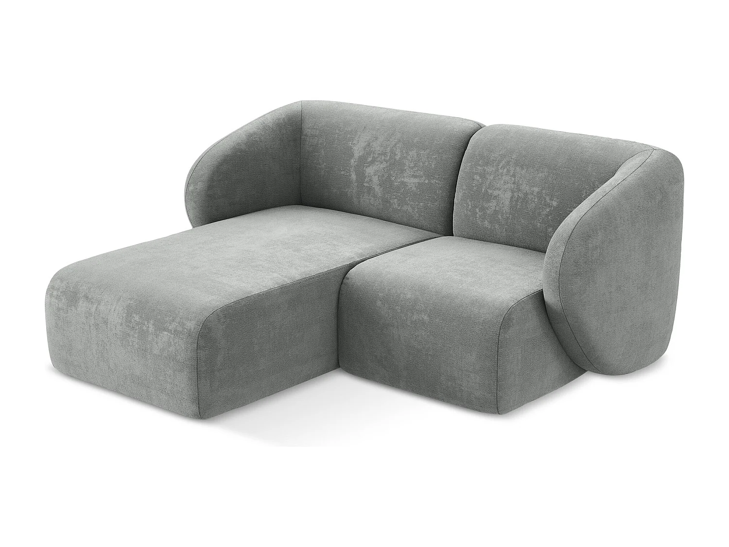 Canapé d'angle 2,5 places modulaire gauche en tissu chenille - gris - LANI