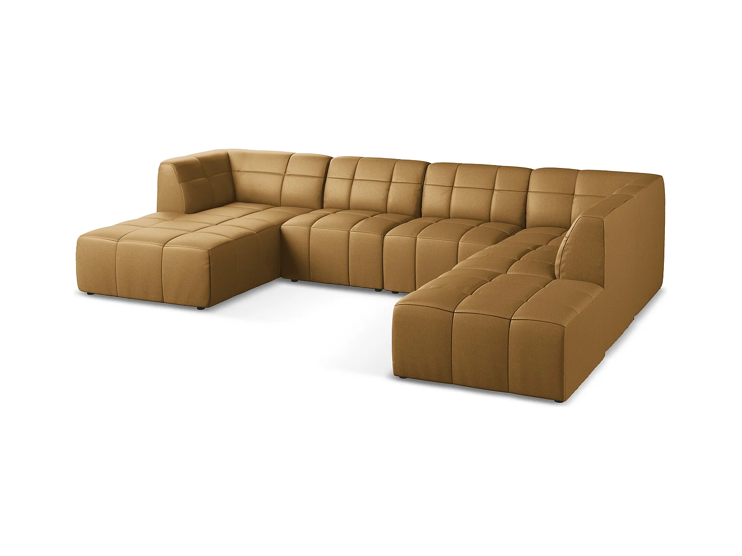 Panoramische hoekbank van karmel kunstleer - ALOHA