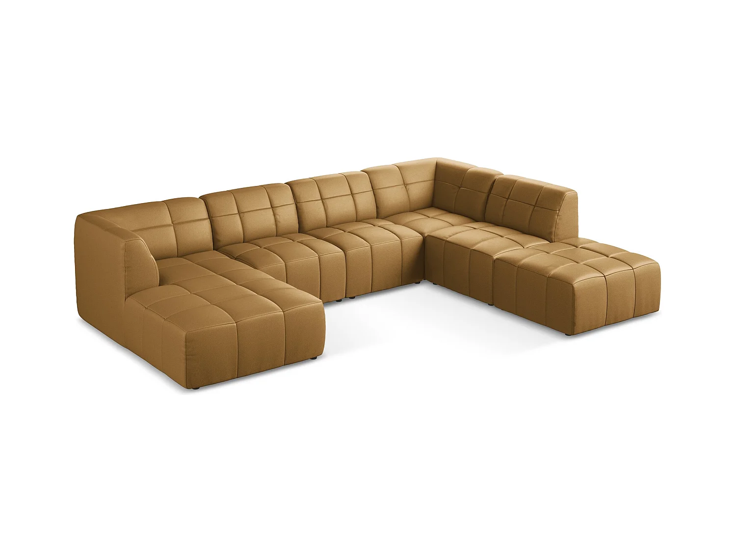 Panoramische hoekbank van karmel kunstleer - ALOHA