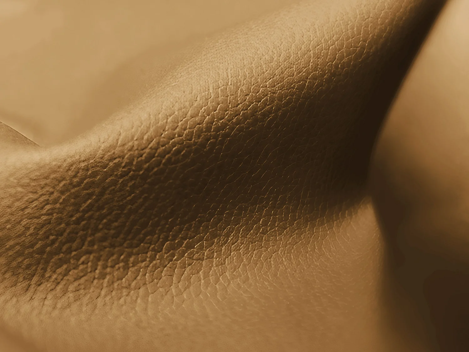 Sofá de canto panorâmico 5 lugares em couro sintético carmelo - ALOHA