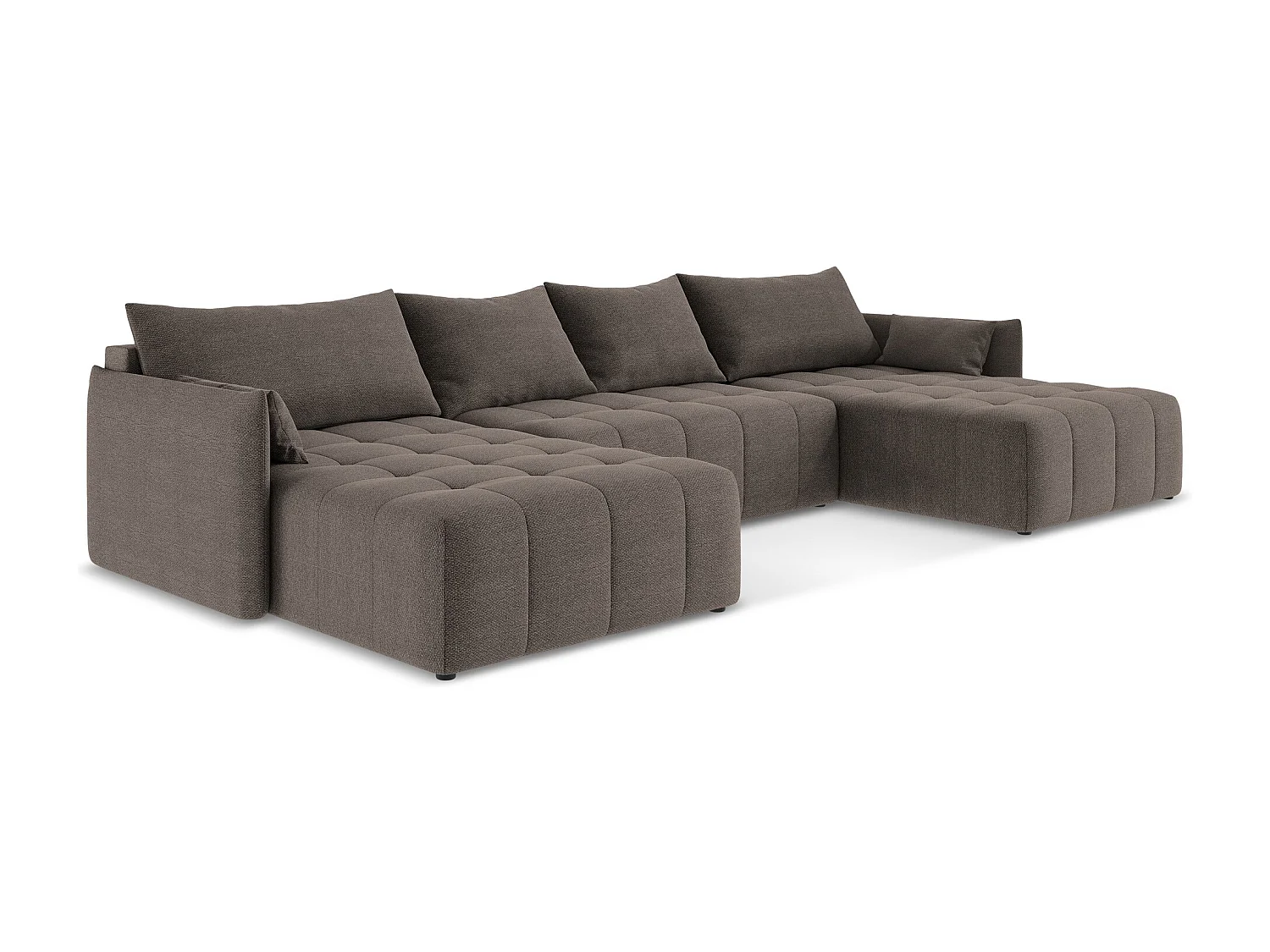 Sofa panoramiczna - z tkaniny bouclé - czekoladowy - MOKU