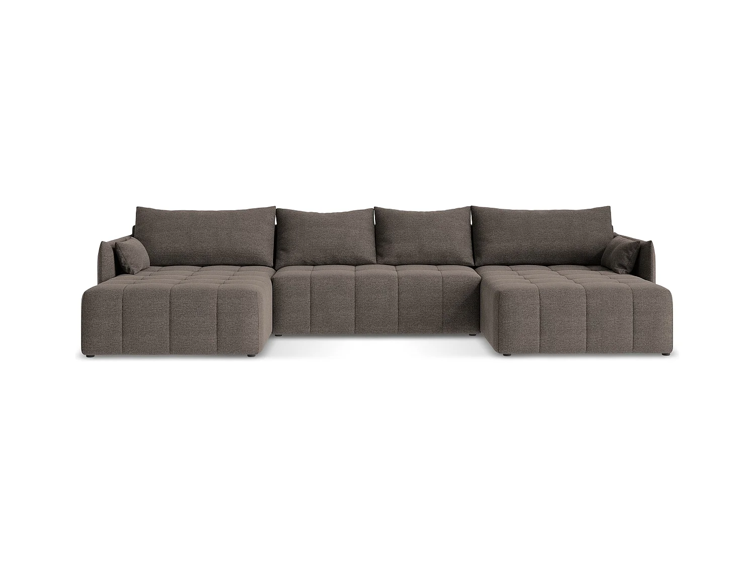 Sofa panoramiczna - z tkaniny bouclé - czekoladowy - MOKU