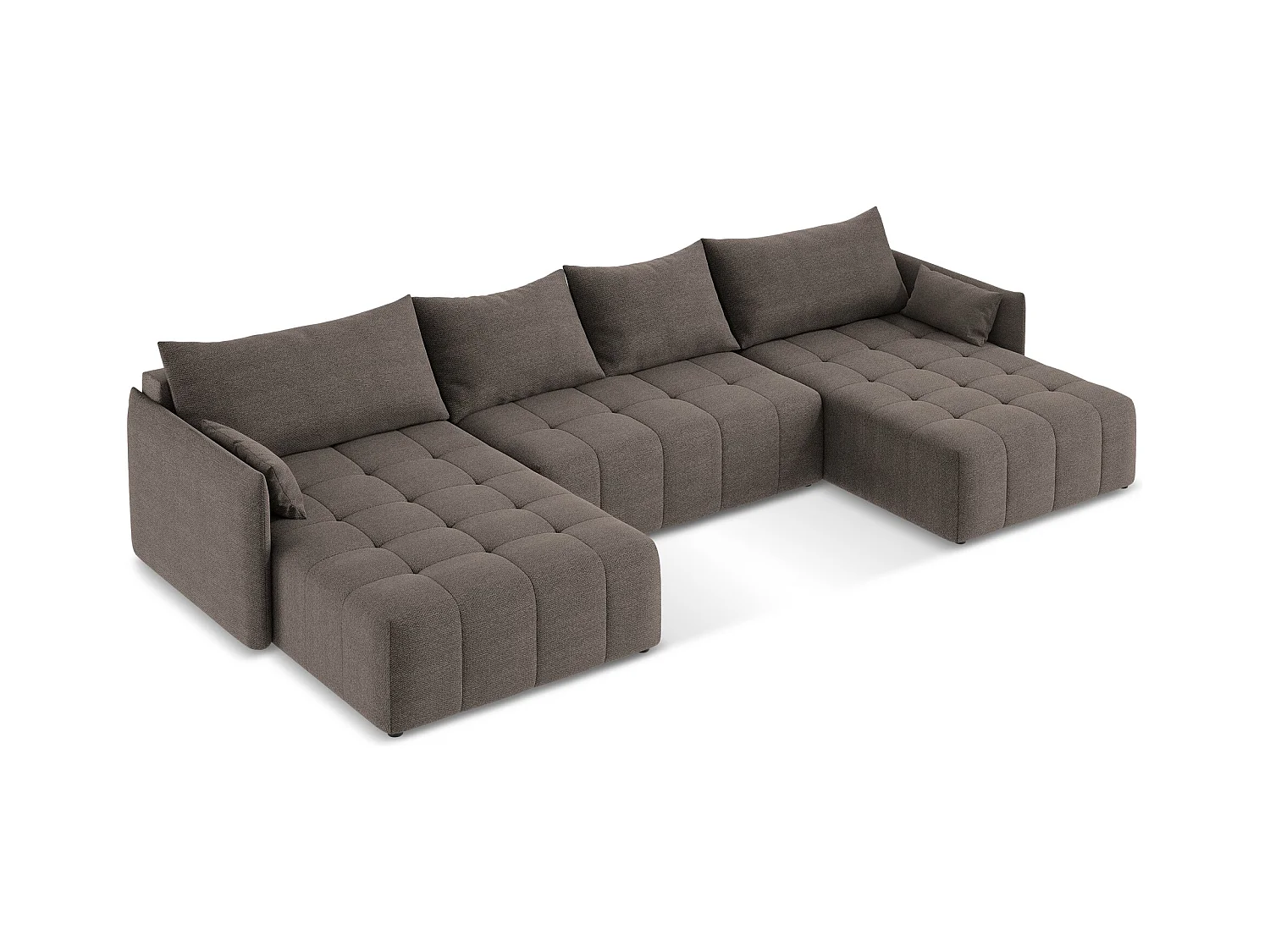 Sofa panoramiczna - z tkaniny bouclé - czekoladowy - MOKU