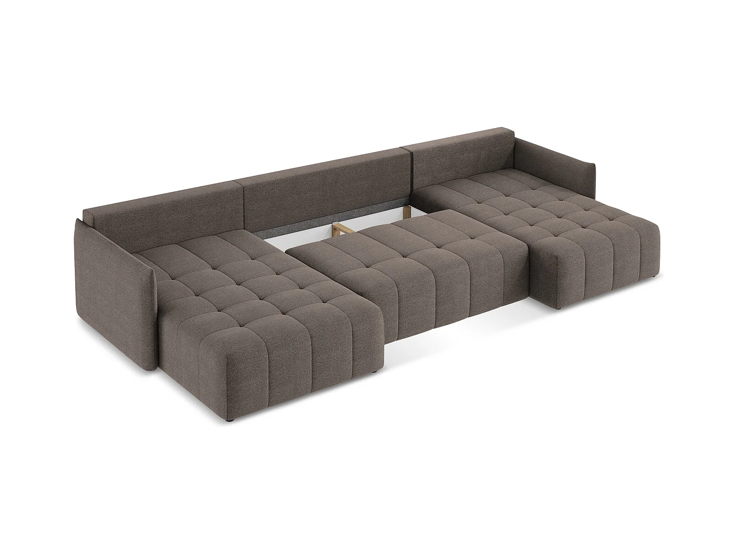 Sofa panoramiczna - z tkaniny bouclé - czekoladowy - MOKU